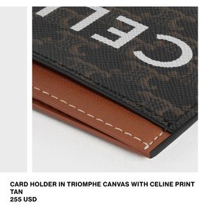 CELINE CARD HOLDER IN TRIOMPHE CANVAS WITH CELINE PRINT IN TAN COLOR